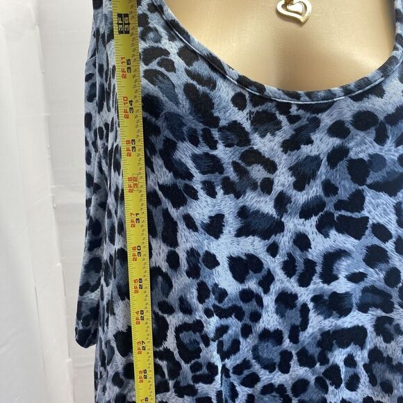 Jollie Lovin Woman's Short Sleeve Swing Dress Size 5X Leopard Print Blue Pockets - Picture 5 of 16